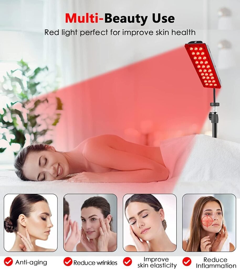 Red Light Therapy Lamp for Body, Infrared Light Therapy Lamps with Stand, 660nm Red and 850nm Near Infrared Red Light Therapy Device for Full Body Overall Health at Home with Eyes Protection Goggles