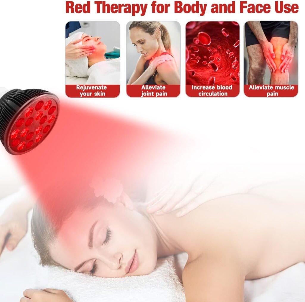 Aumtrly Red Light Therapy with Adjustable Stand, Upgrade 660nm Red and 850nm Near Infrared Red Light Therapy for Body and Face Use, 36W Red Light Therapy Lamp