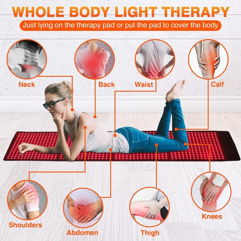 CAMECO Near Infrared  Red Light Therapy Pad for Full Body, 1920pcs 850nm  960pcs 660nm LED Light Therapy Device Mat for Back Shoulder Joint Pain Relief  Skin Care, Pulse Mode for Deep Penetration